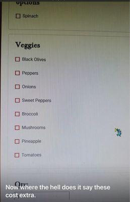 Online ordering menu