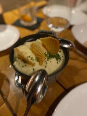 Potato purée (blurry because we couldn't wait to eat)