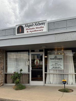 The outside of Root and Stem Chiropractic located inside Aligned Alchemy