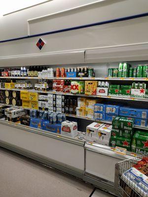 This is the beer aisle, a wide selection of beer, but I would prefer if the beer was in a closed up cooler as oppose to the open air cooler.