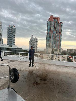 Deep cleaning on this particular roof drain.