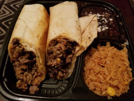 Steak burrito with no veggies