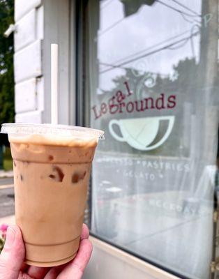 Iced coffee from legal grounds in back of books & co Hamden, ct