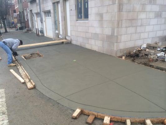 Here we have finished pouring the concrete, and put the final finish on it.