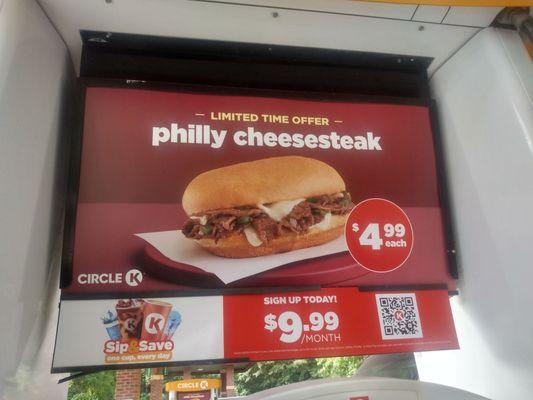 Personally I would not trust gas station "steak", but this is the first time I've seen this advertised.