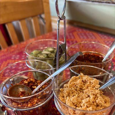 Variety Condiments on table