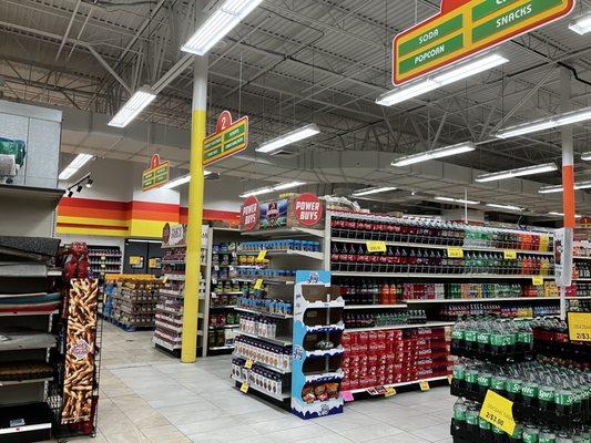 Grocery, beverage and snack aisles at Zak's