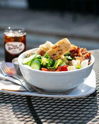 A Cobb salad with cold brew!