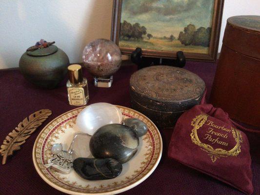 Bourbon French perfume on my bedside table