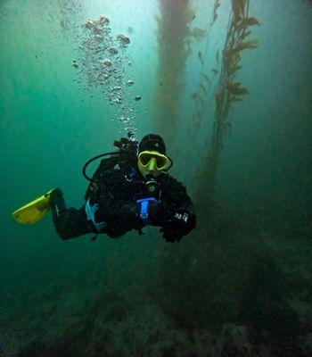 Scuba diver off Monterey, CA.