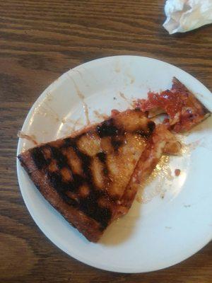 Burnt pizza 8/2/2017.  Two Large cheese and pepperoni  Waste of money Don't bother ordering from here