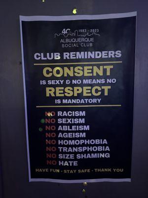 Consent and respect poster.