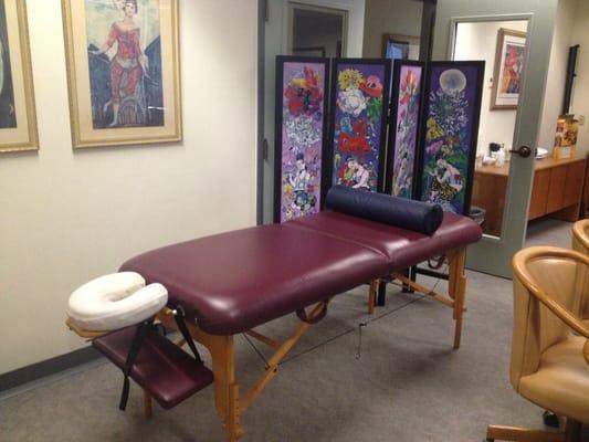 Setting up for my weekly massage at a law firm.