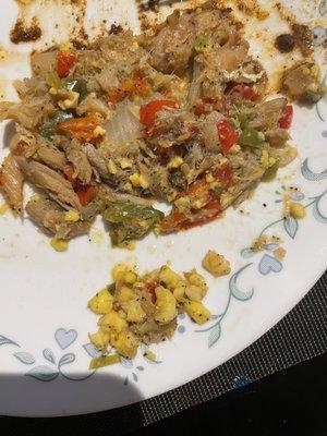 Ackee and saltfish meal