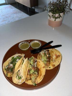 Fish, Chicken and Steak Tacos