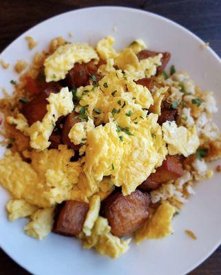 Adobo pork belly Fried Rice with Scrambled Eggs