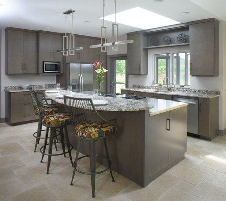 Contemporary kitchen with Gray stain finish