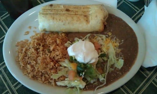 Shredded beef chimichanga (lunch menu: $5.95).