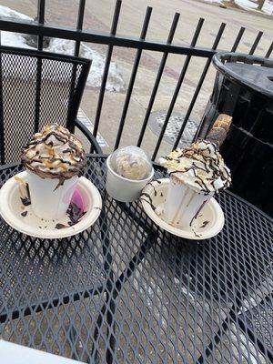 S'mores and Salted Carmel Hot Cocoa  with cookie dough cupcake.