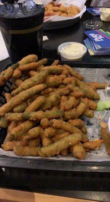 Breaded Green Beans. These have a choke hold on me. Don't want to feel gross eating bar food? Throw vegetables in the fryer and voila.