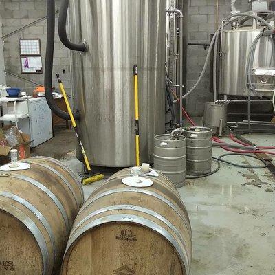 Balcones barrels and beer tanks