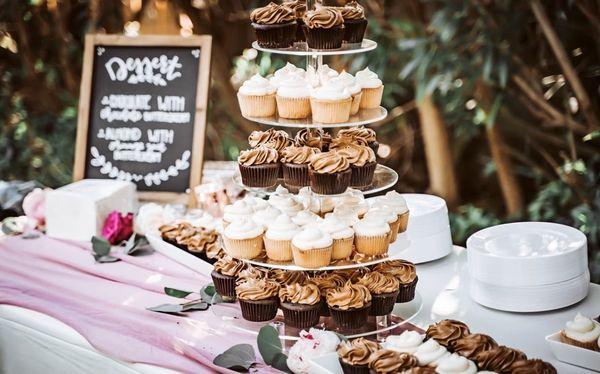 Cupcake tower at a wedding