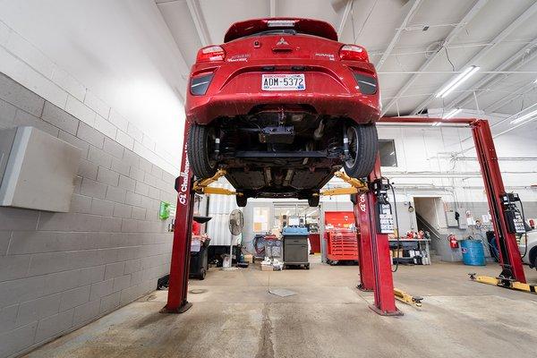 The service department of Russ Darrow Mitsubishi located in Waukesha, Wisconsin.