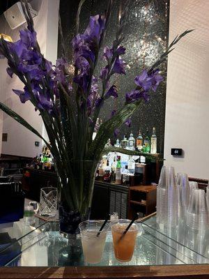 Gorgeous drinks against gorgeous flowers