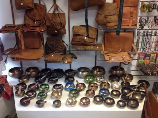 Singing bowls and Leather Bags