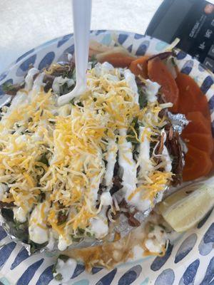 loaded potato with birria