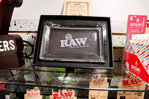 Raw Lead Free Crystal Glass rolling tray.