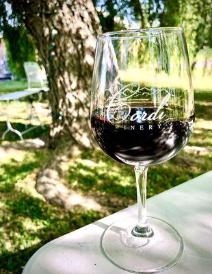 Wine under the willow tree.