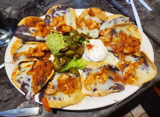 Full order of shrimp nachos appetizer