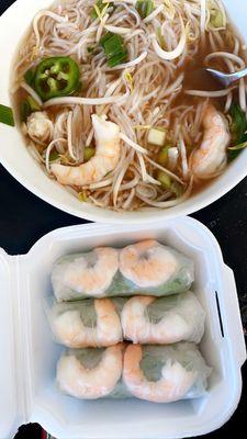 Pho, spring rolls