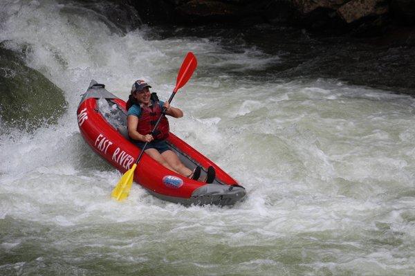 Paddling through the falls!