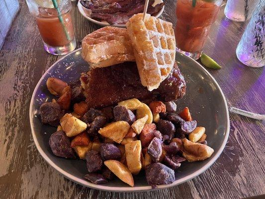 Hot chicken and waffle