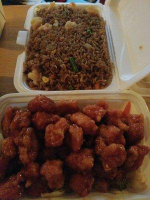 Ordered sweet n sour chk ,shrimp fried rice and teriyaki chicken. Not enough flavor