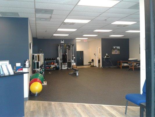 All of the equipment you need in a gym located in the privacy of a physical therapy clinic.