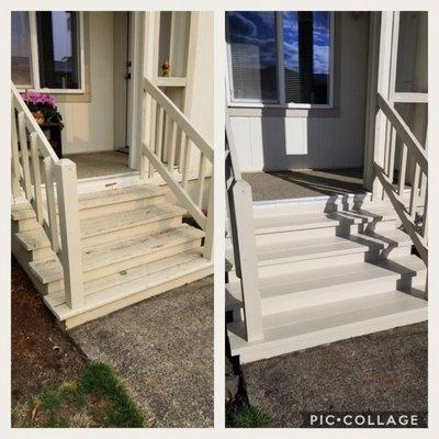 Before and after stairs repair and paint