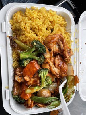 Chicken and veggie lunch with fried rice