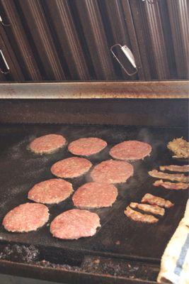 Burger patties and bacon