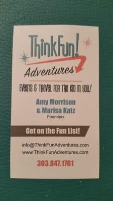 This is a shot of their business card. Great company putting together fun events and activities in Denver.