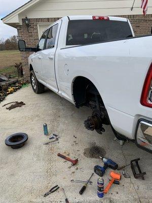 Fixing my truck in my driveway