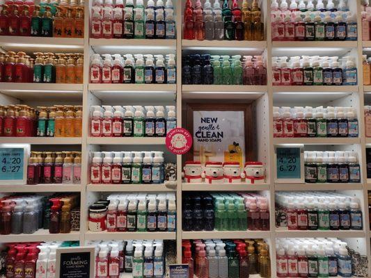 Endless rows of beautifully organized hand soaps