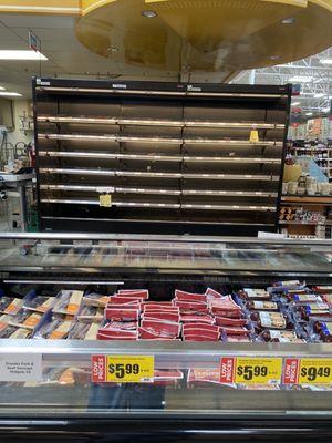 Empty shelves in deli