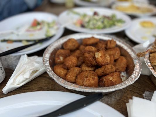 Fried scallop and shrimp