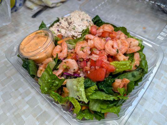 chef's salad w/ceviche and tuna $15 (missing the ham, turkey and cheese this time.)