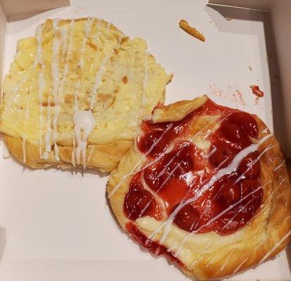 Left: coconut danish
 Right: cherry danish