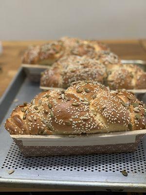 Heavenly Challah Bread bakes every Friday!!