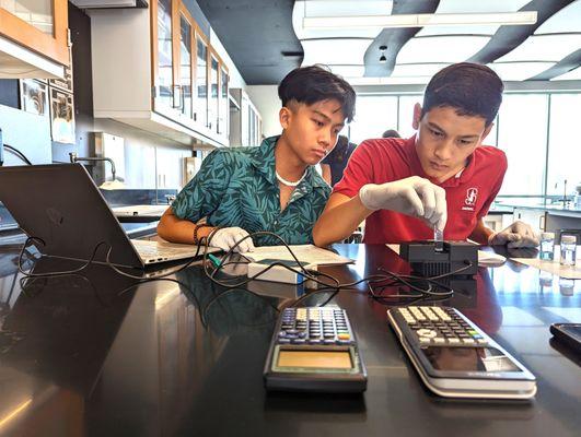 Students in chemistry class.